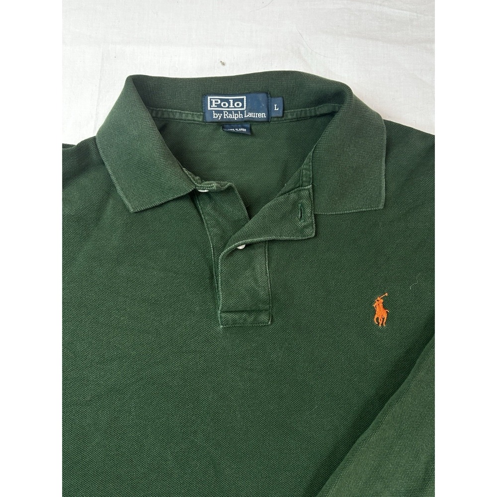 polo ralph Lauren long Sleeve Polo Green Cotton Knit Large